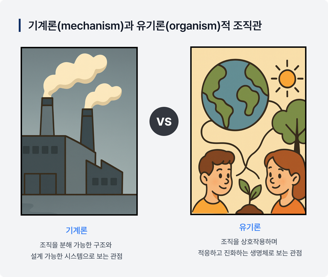 기계론(mechanism)과 유기론(organism)적 조직관