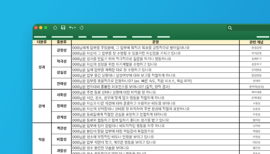 분기 성과 기여도 작성