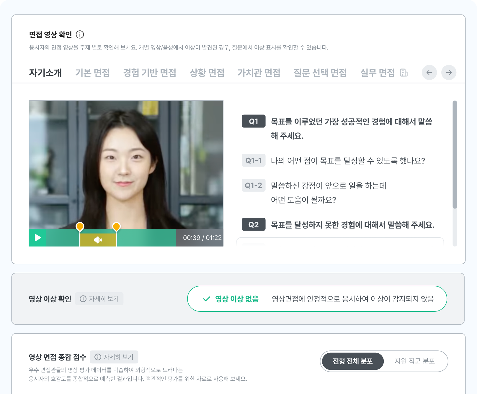 영상 면접 결과표